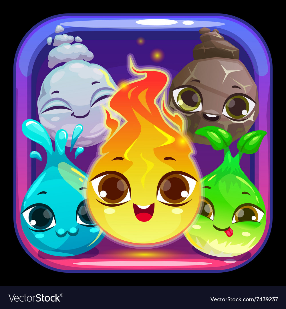 Square app icon with funny characters