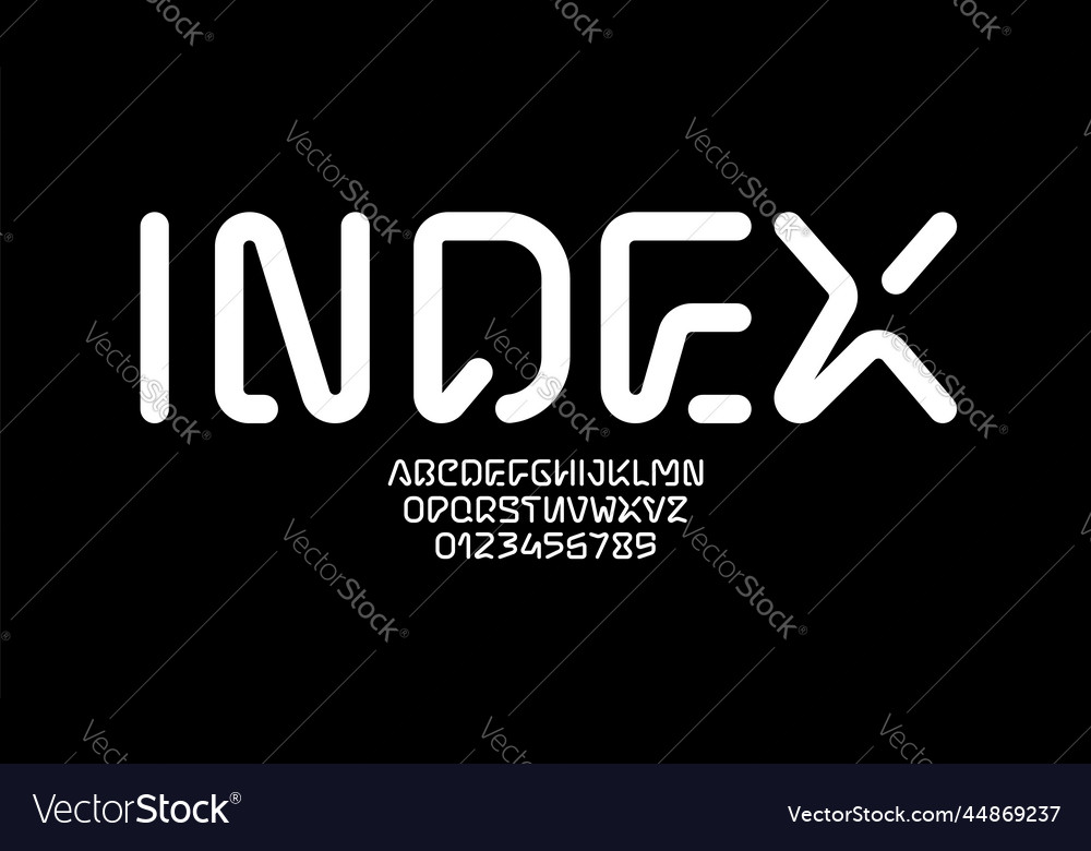 Technical font round modern alphabet trendy