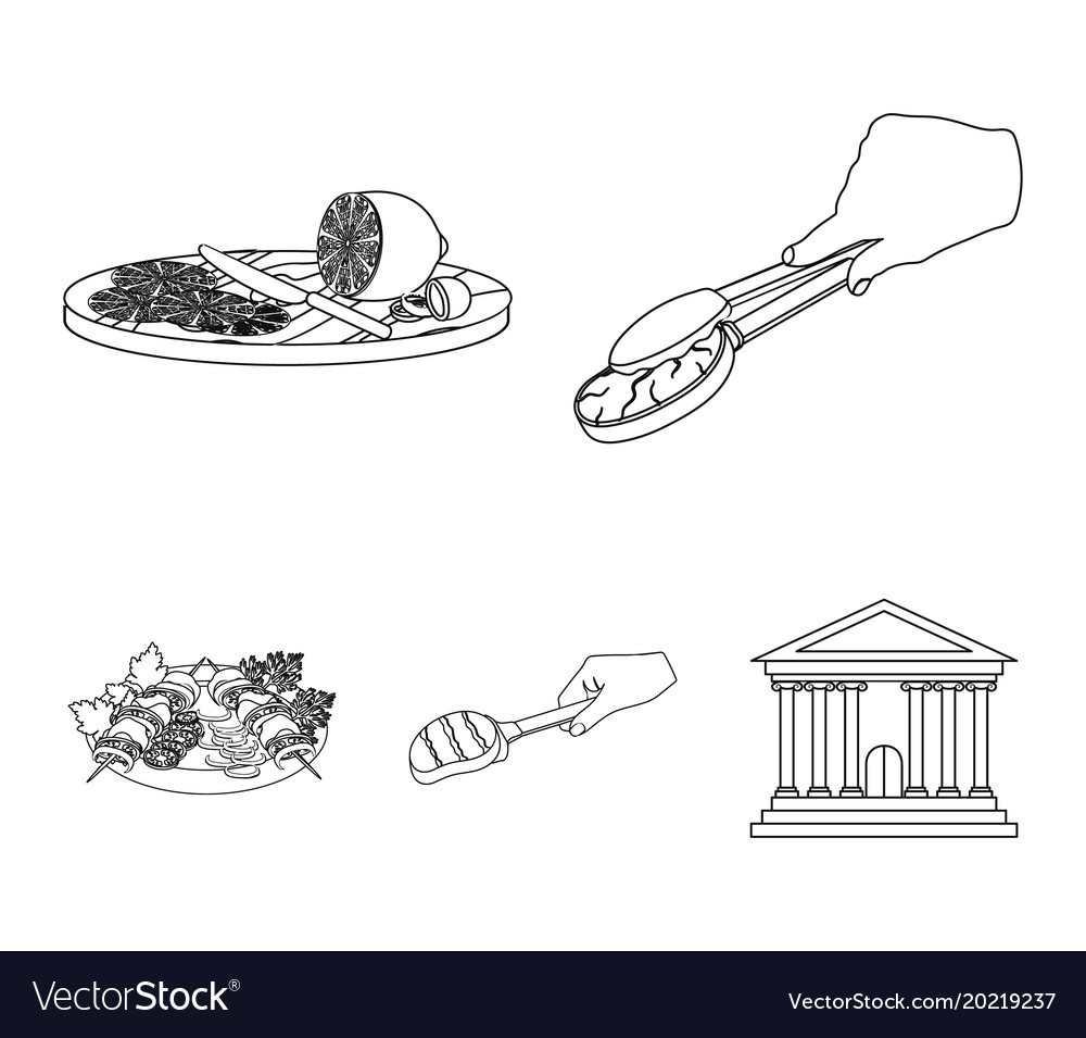 Tongs mit Steak gebratenes Fleisch auf einer Schöpfe schneiden