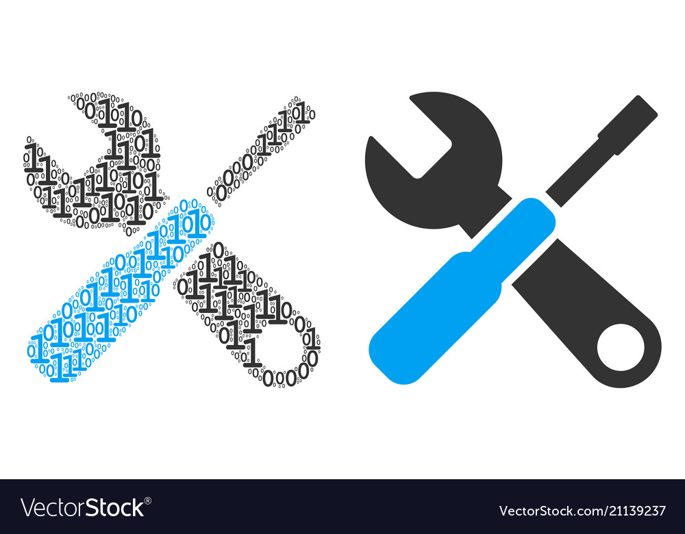 Tools mosaic of binary digits vector image Tools mosaic of binary digits