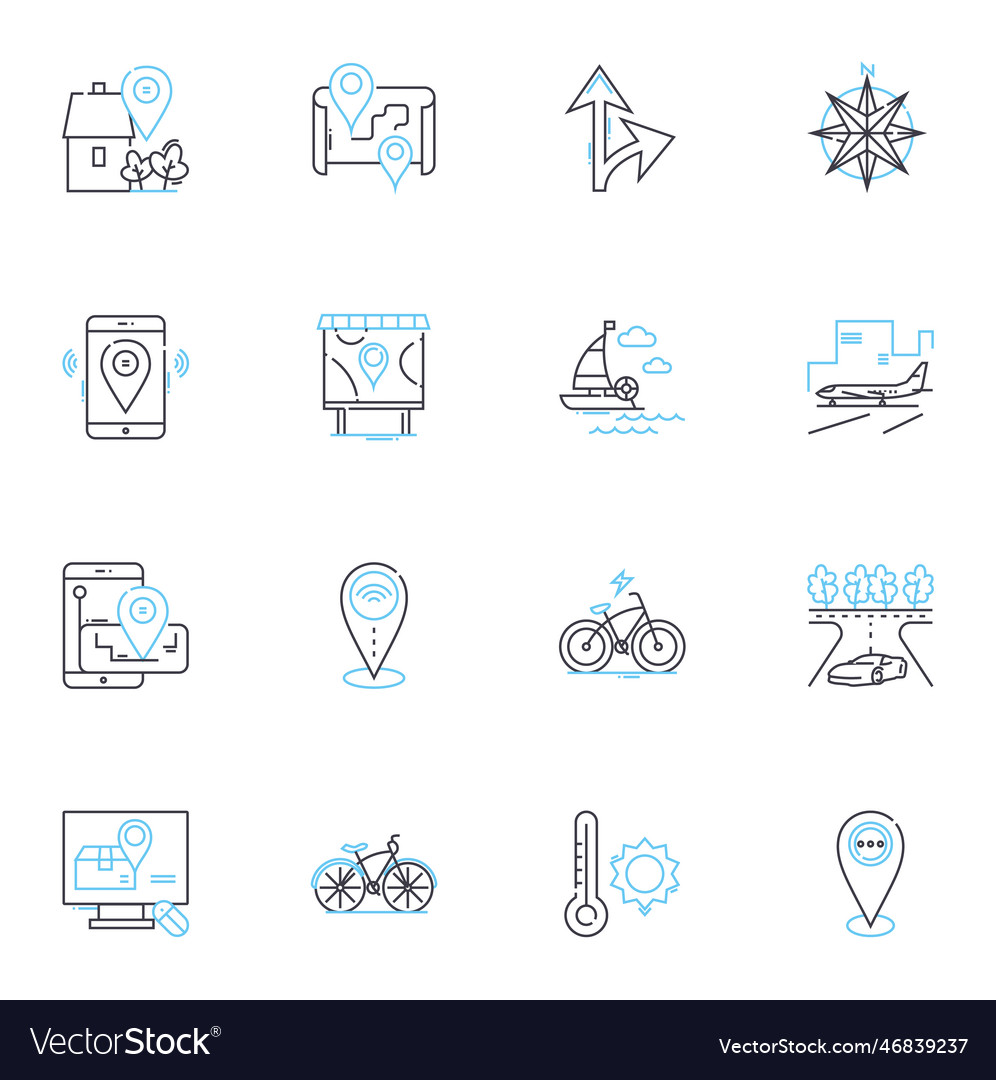 Wayfinding linear icons set navigation