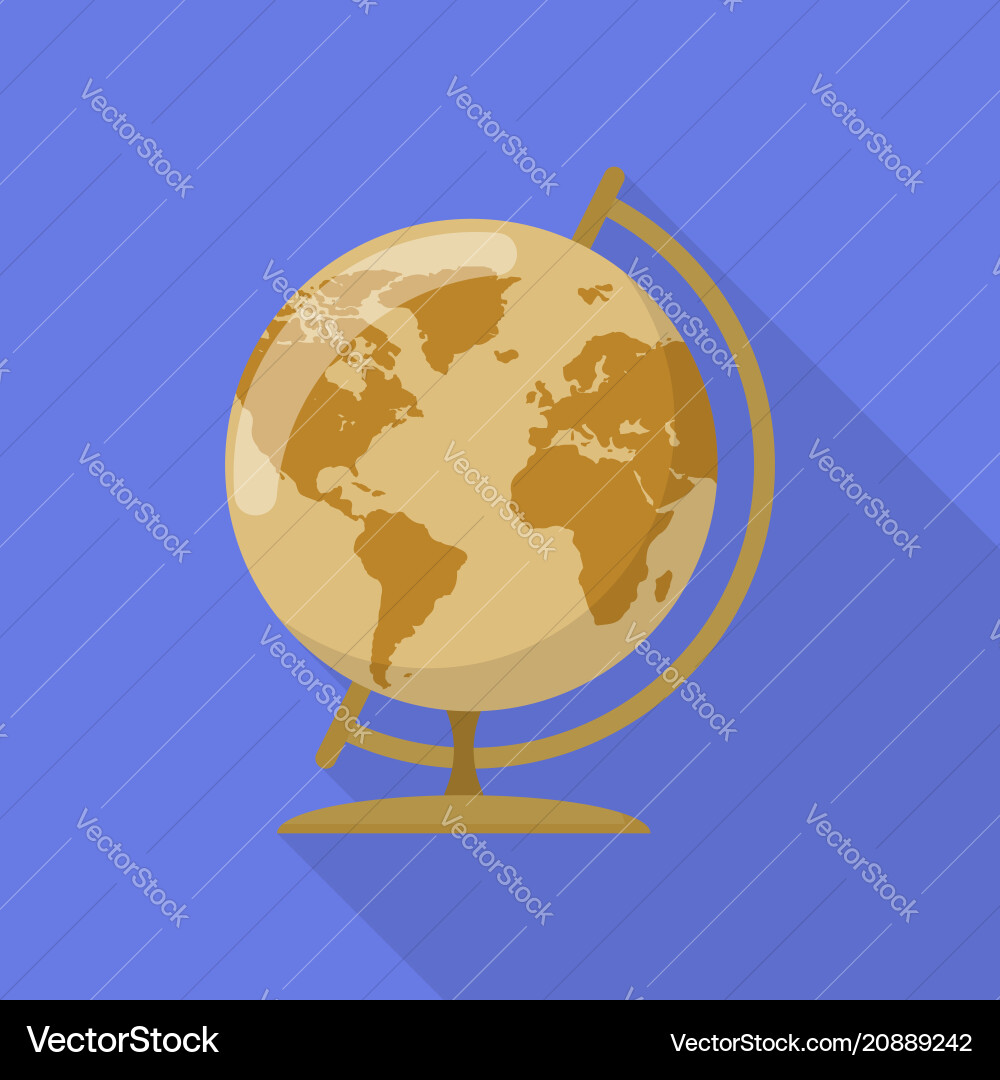 Brown Globe Icon Flat Style Royalty Free Vector Image