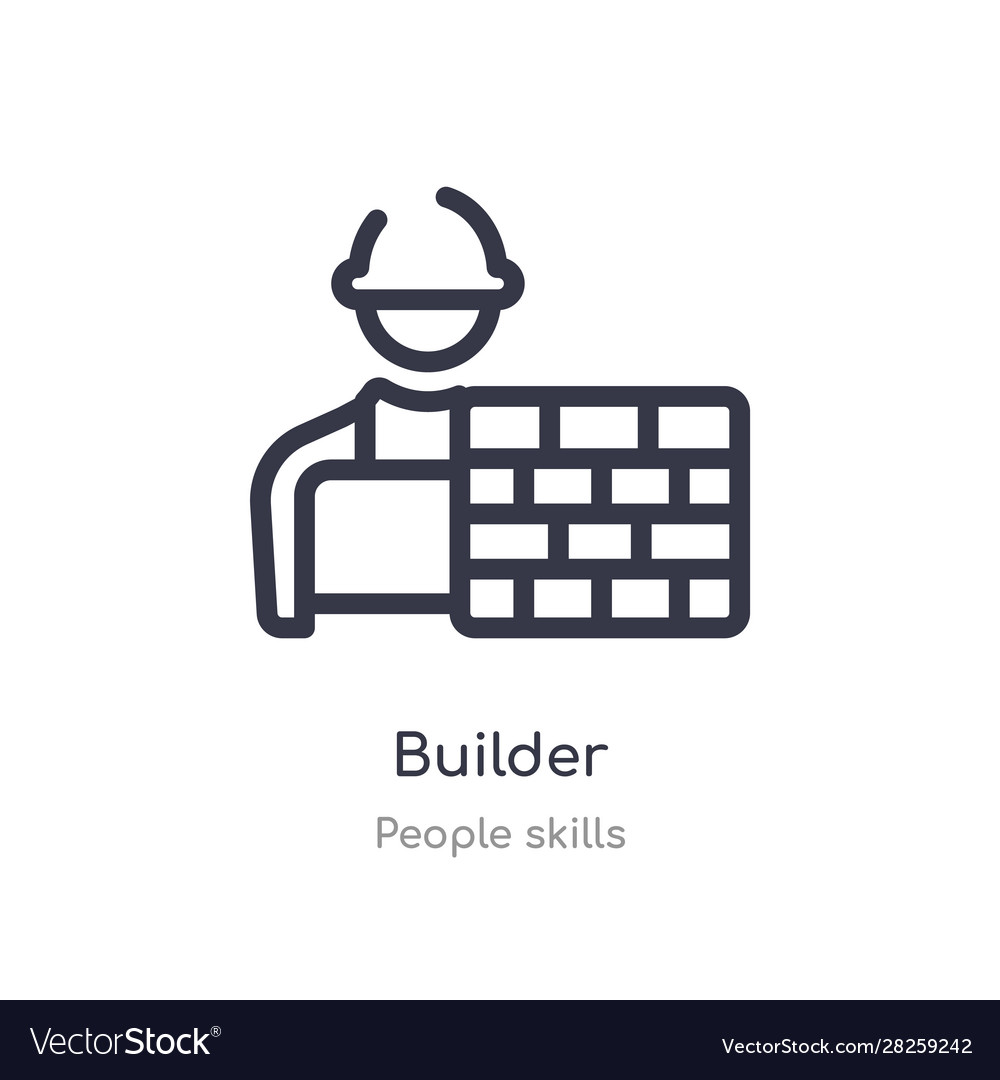 Builder outline icon isolated line from people Vector Image