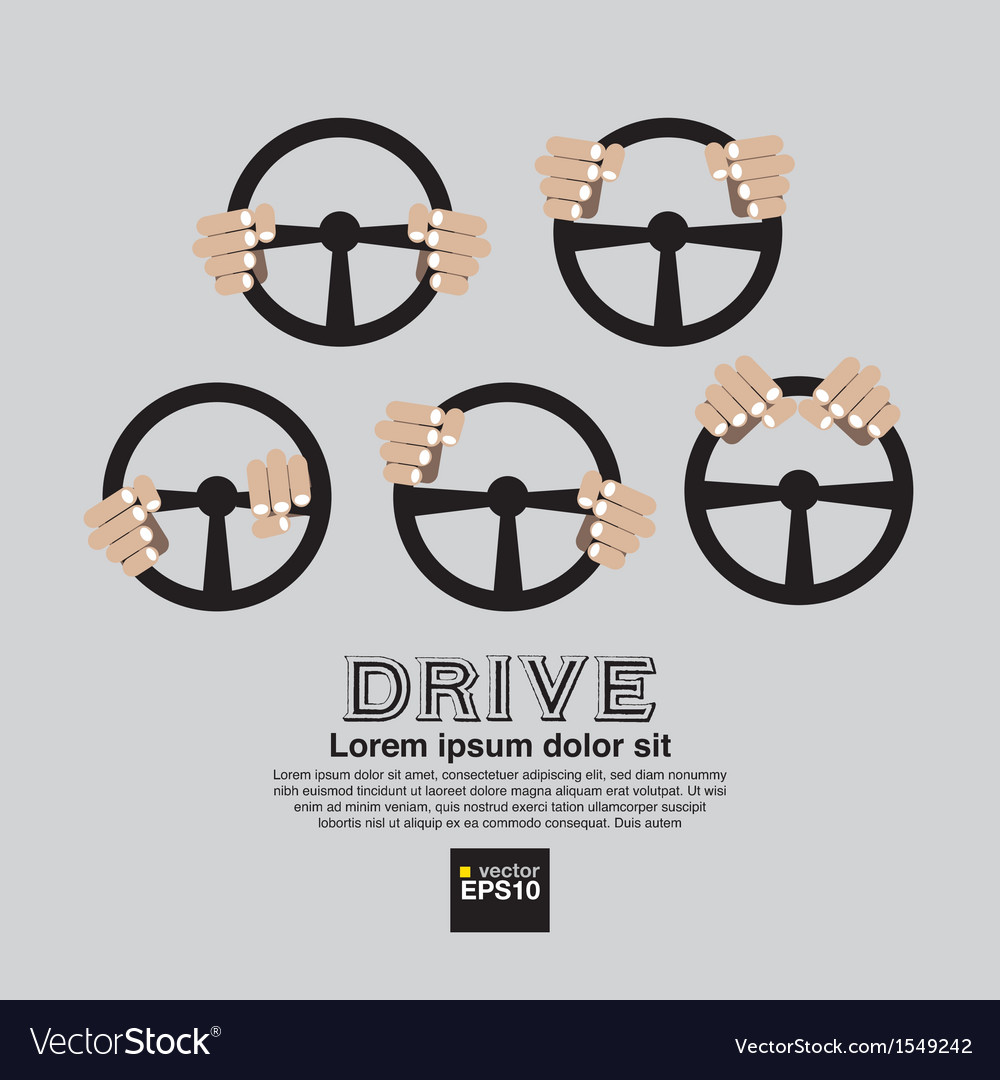 Hand with steering wheel clean graphic symbol