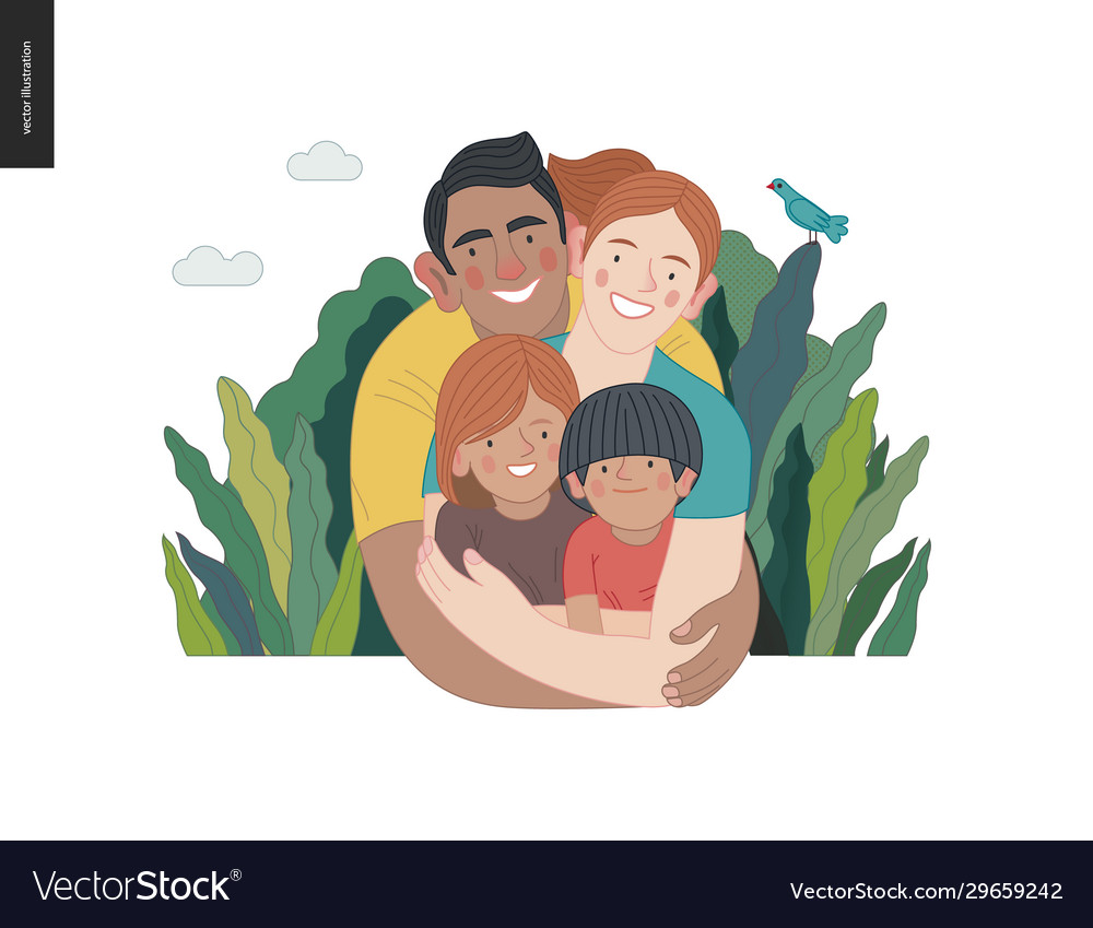 Happy international family with kids -family