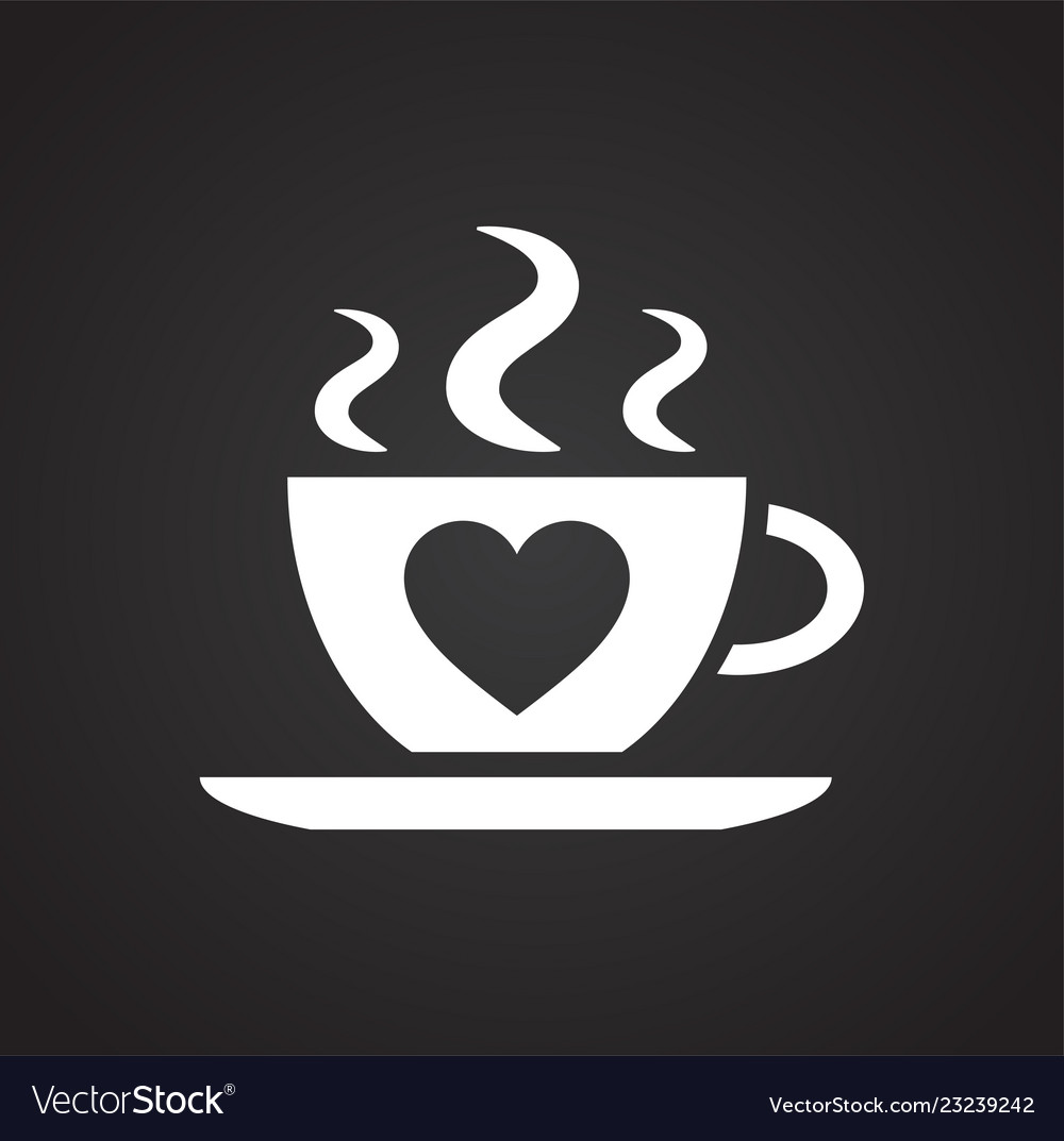 Hot drink with heart icon on black background