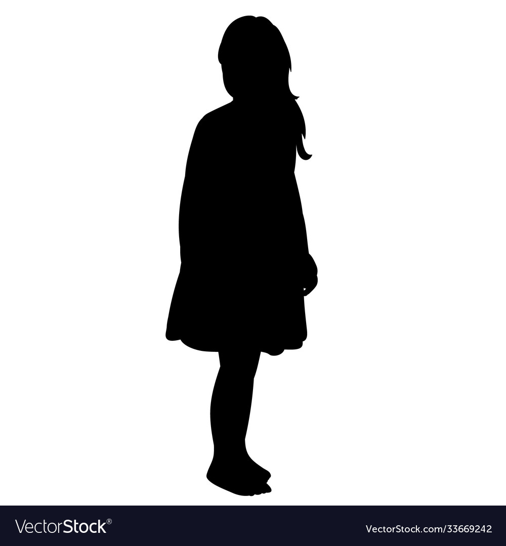 Isolated black silhouette a child girl Royalty Free Vector