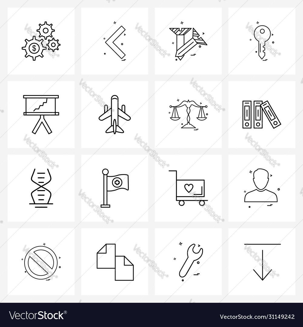 Isolated symbols set 16 simple line icons
