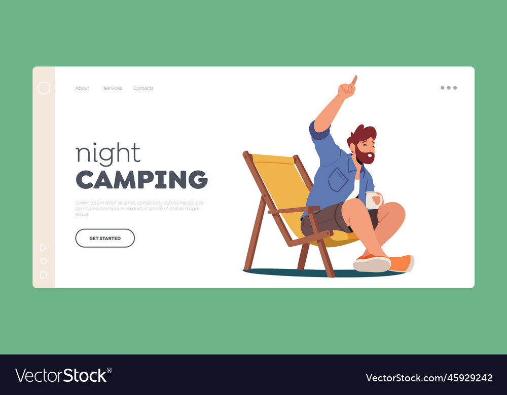 Night camping landing page template male