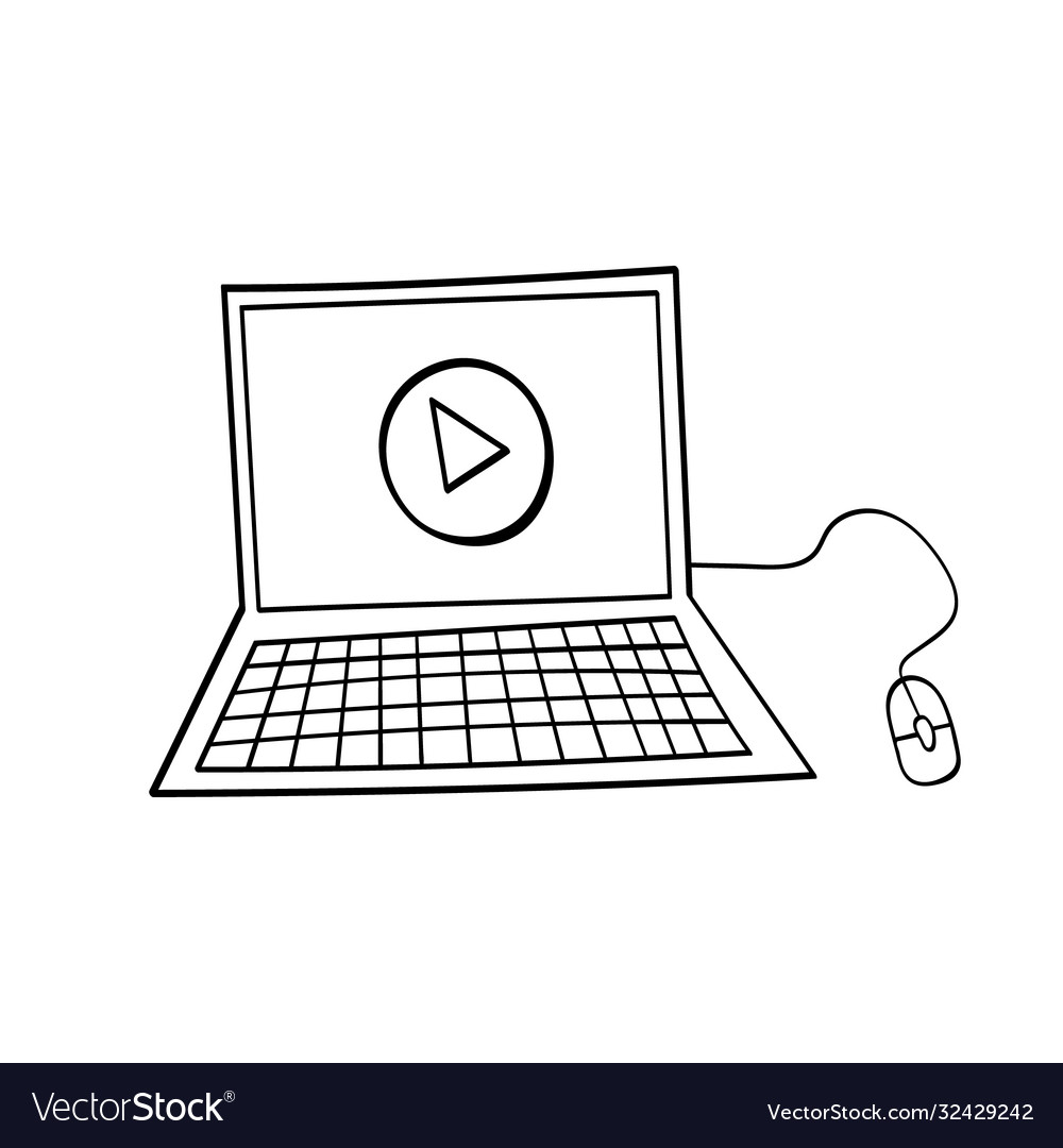 Notebook with a play button on screen