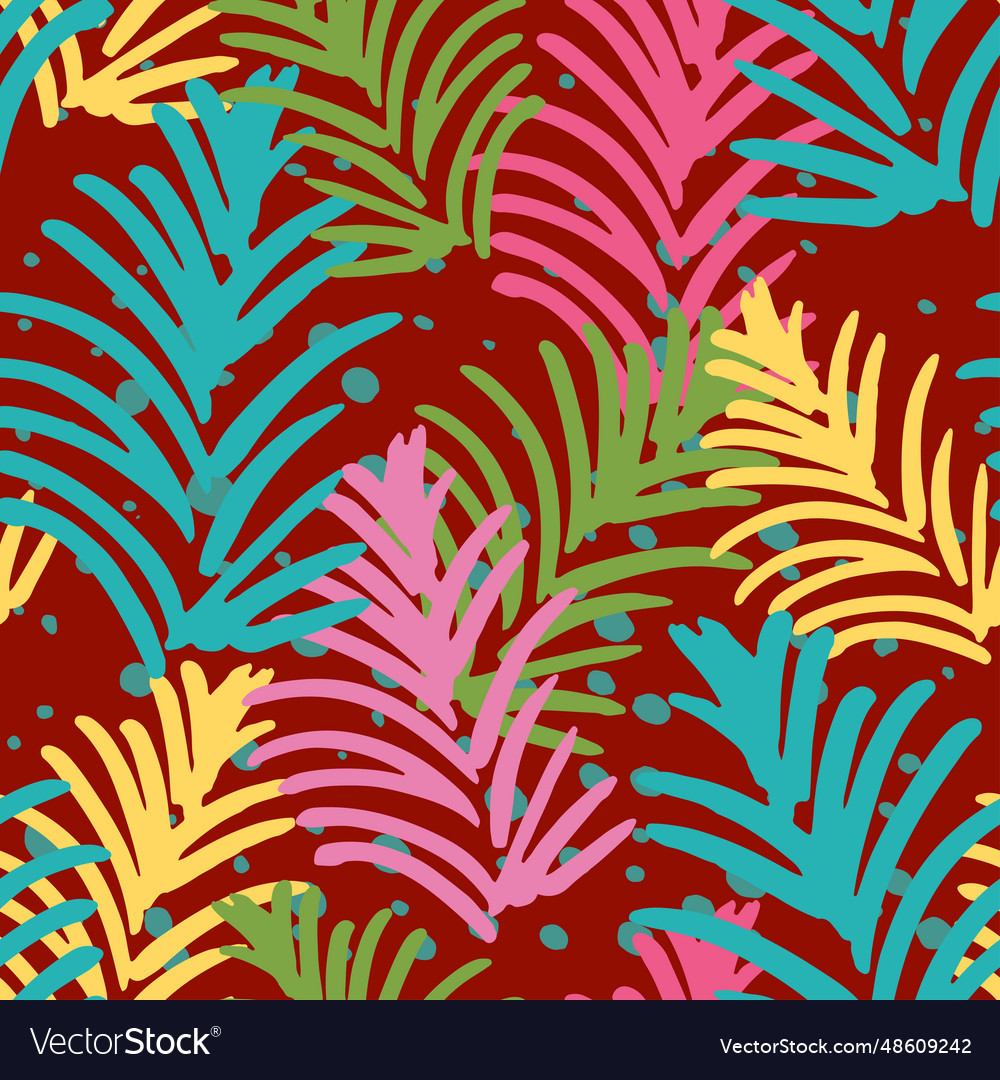 Pattern with colorful pine tree branches Vector Image Pattern with colorful pine tree branches