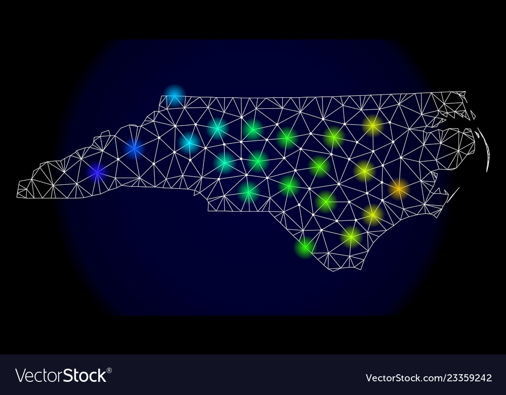 Polygonal wire frame mesh map of north carolina