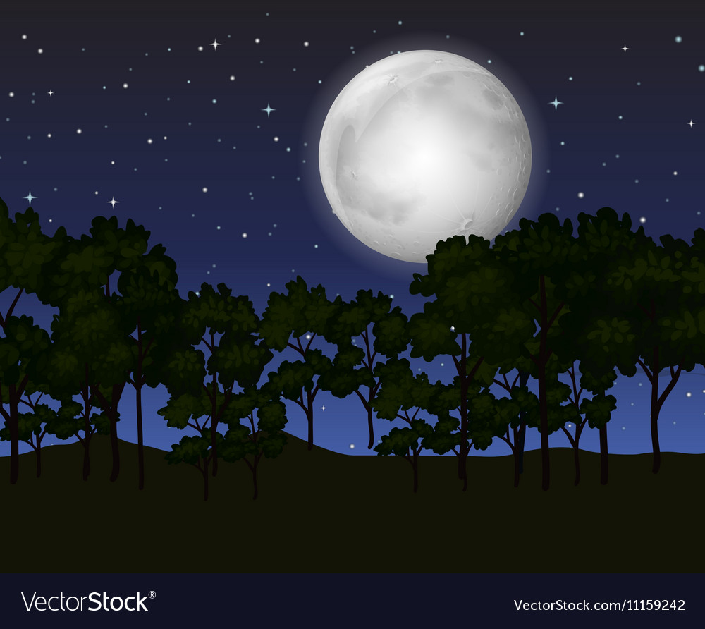 Scene with fullmoon at night Royalty Free Vector Image