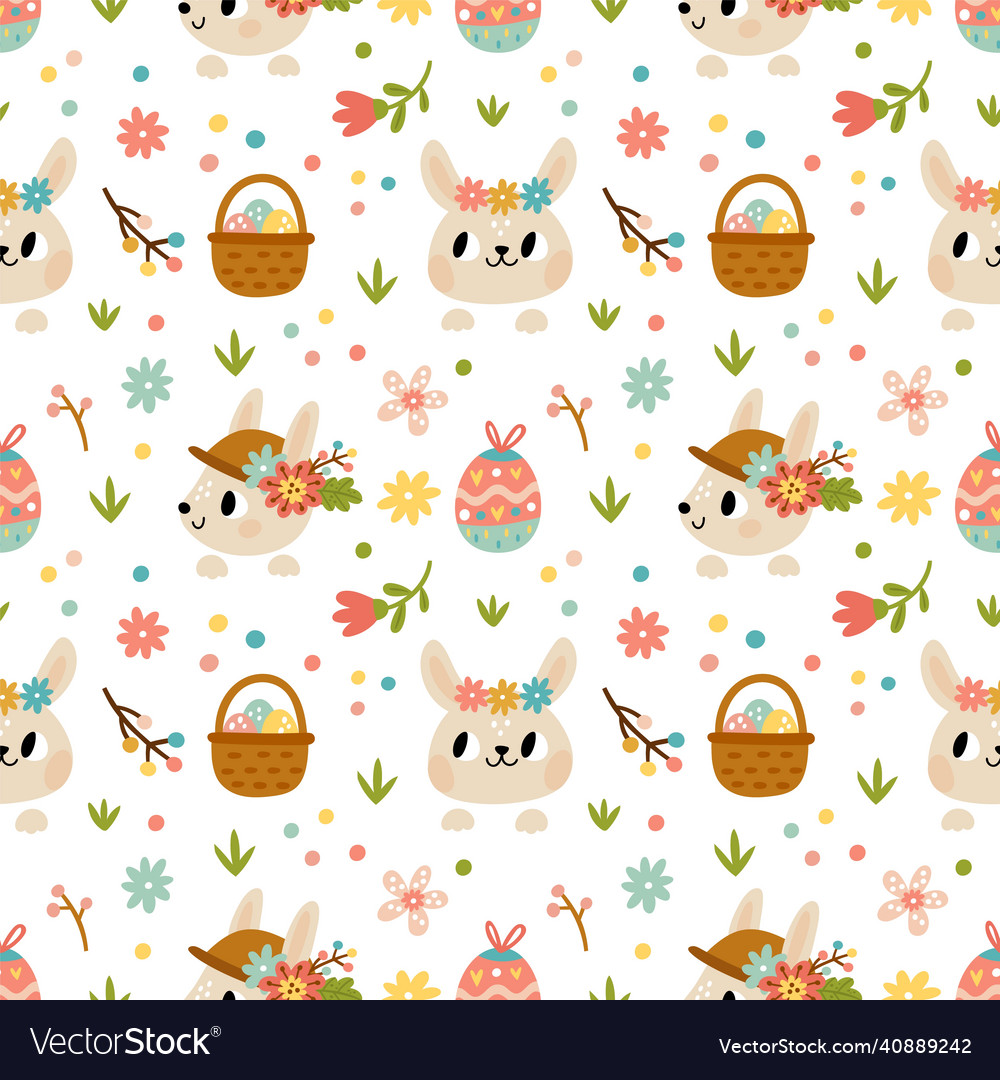 Seamless pattern cute rabbits little bunnies