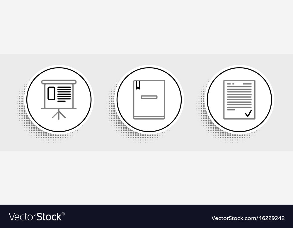 Set line exam sheet with check mark presentation