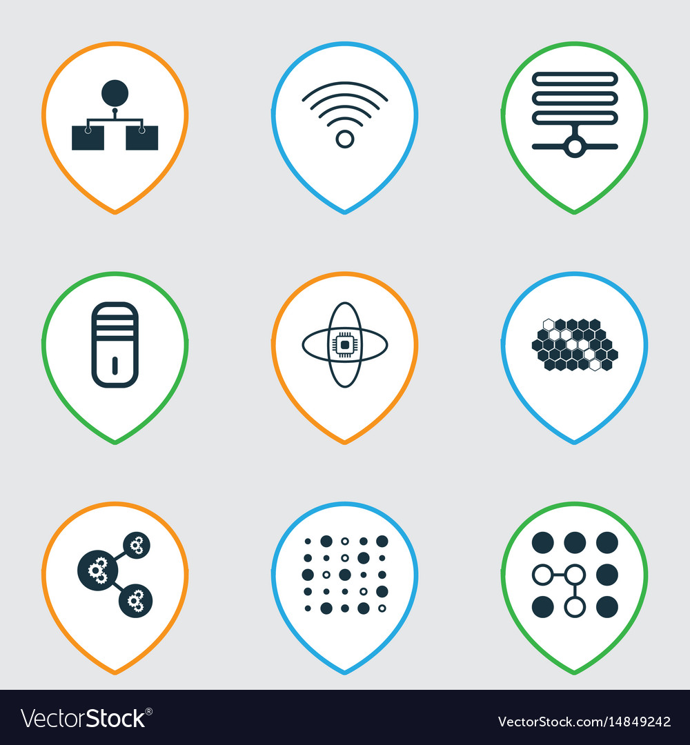 Set of 9 robotics icons includes wireless