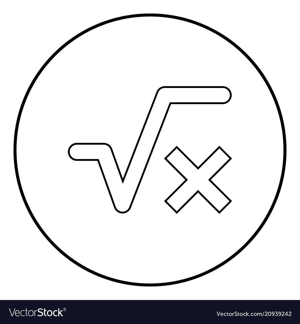 Square root of x axis icon black color simple