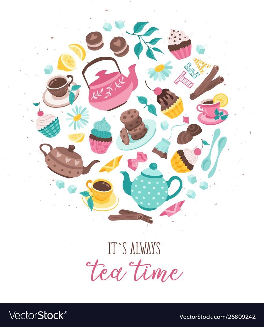 Tea time circle composition