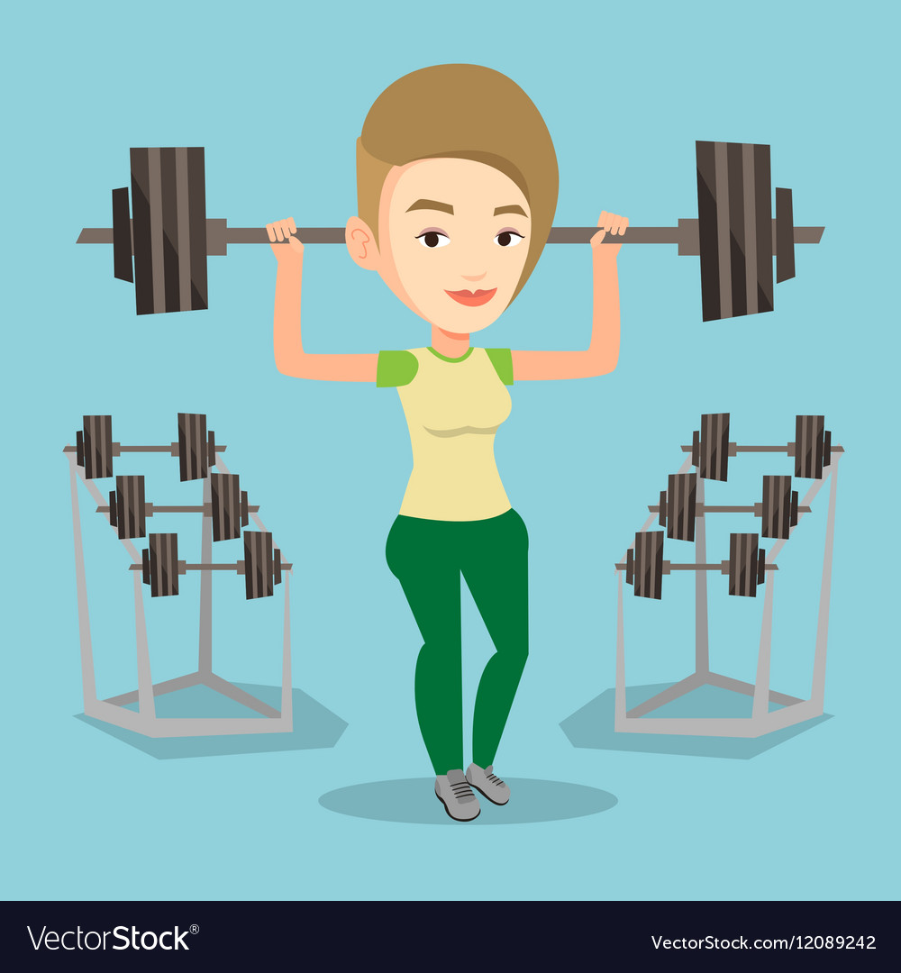 Woman lifting barbell Royalty Free Vector Image