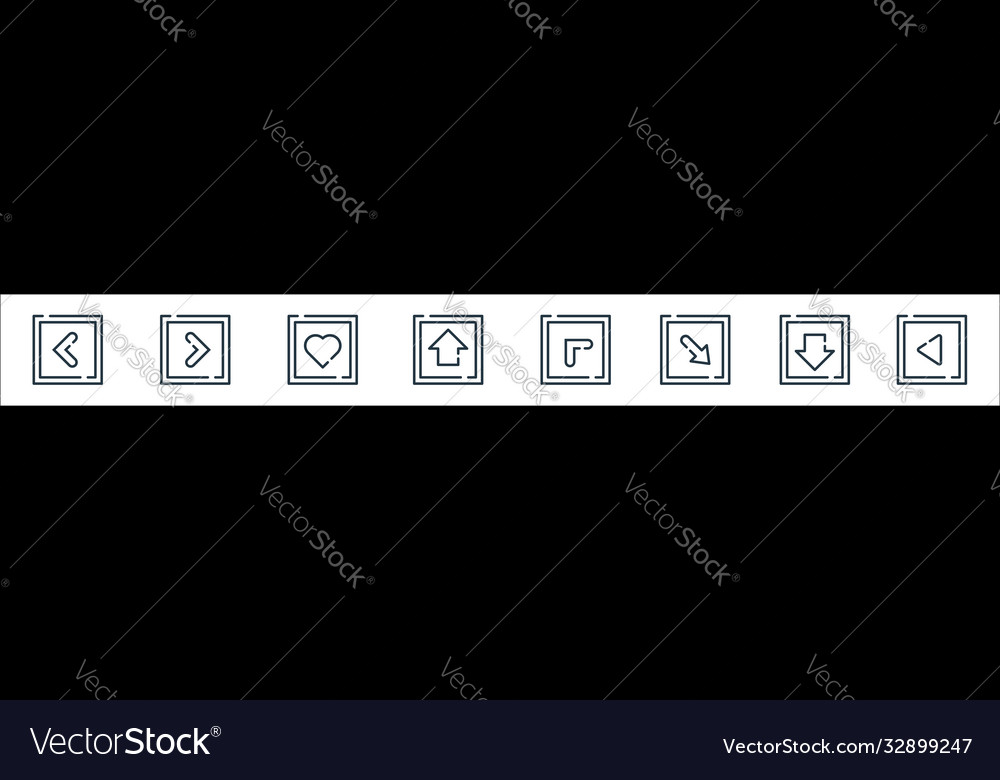 Arrow line icons linear set quality