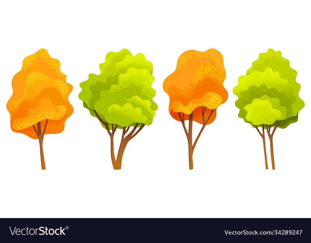 Autumn tree collection different sizes and forms vector image Autumn tree collection different sizes and forms