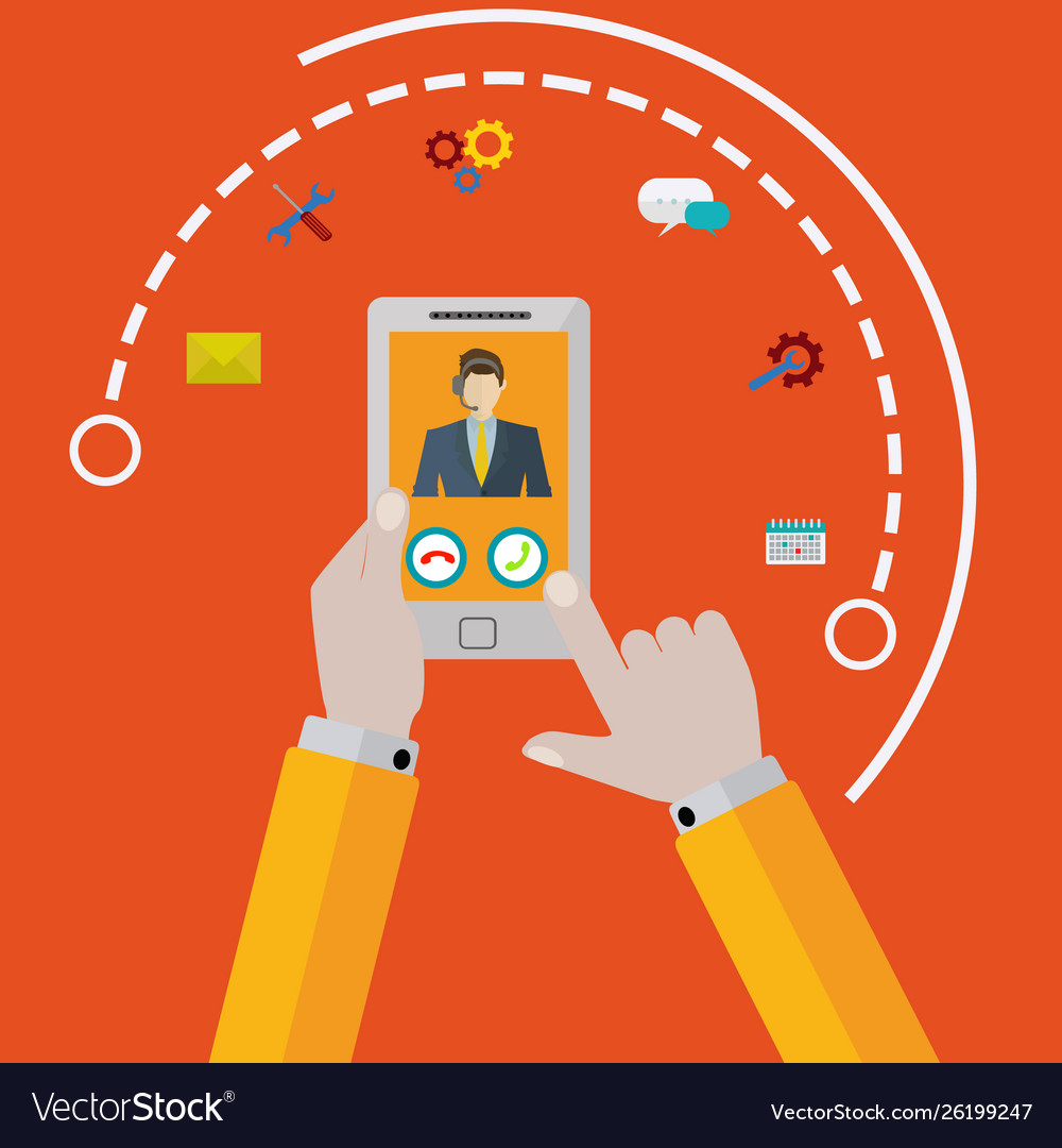 Call support center from mobile phone with icons