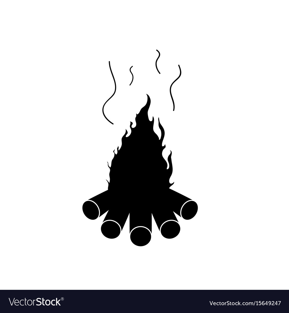 Camp fire in black color on white