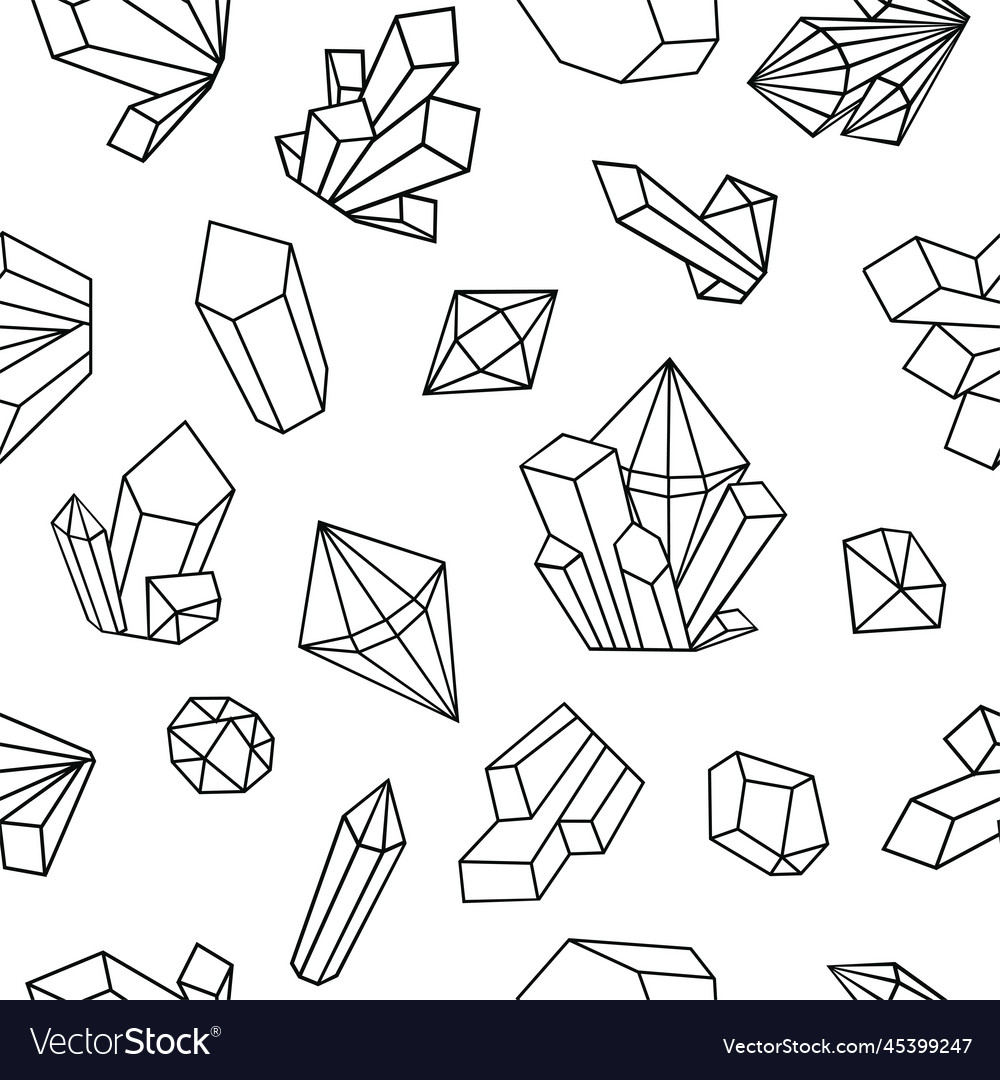 Crystals drawing in line art style Royalty Free Vector Image