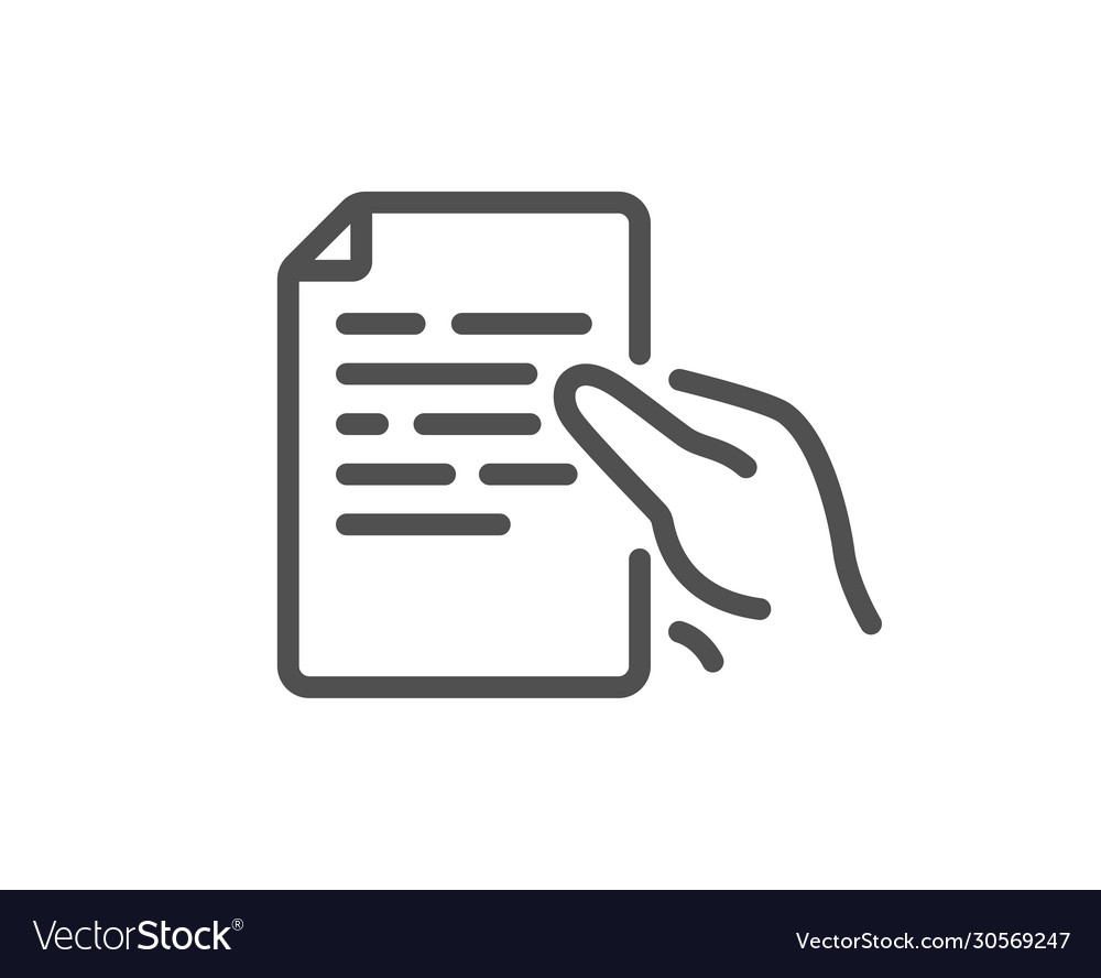 Document line icon hold doc file page sign