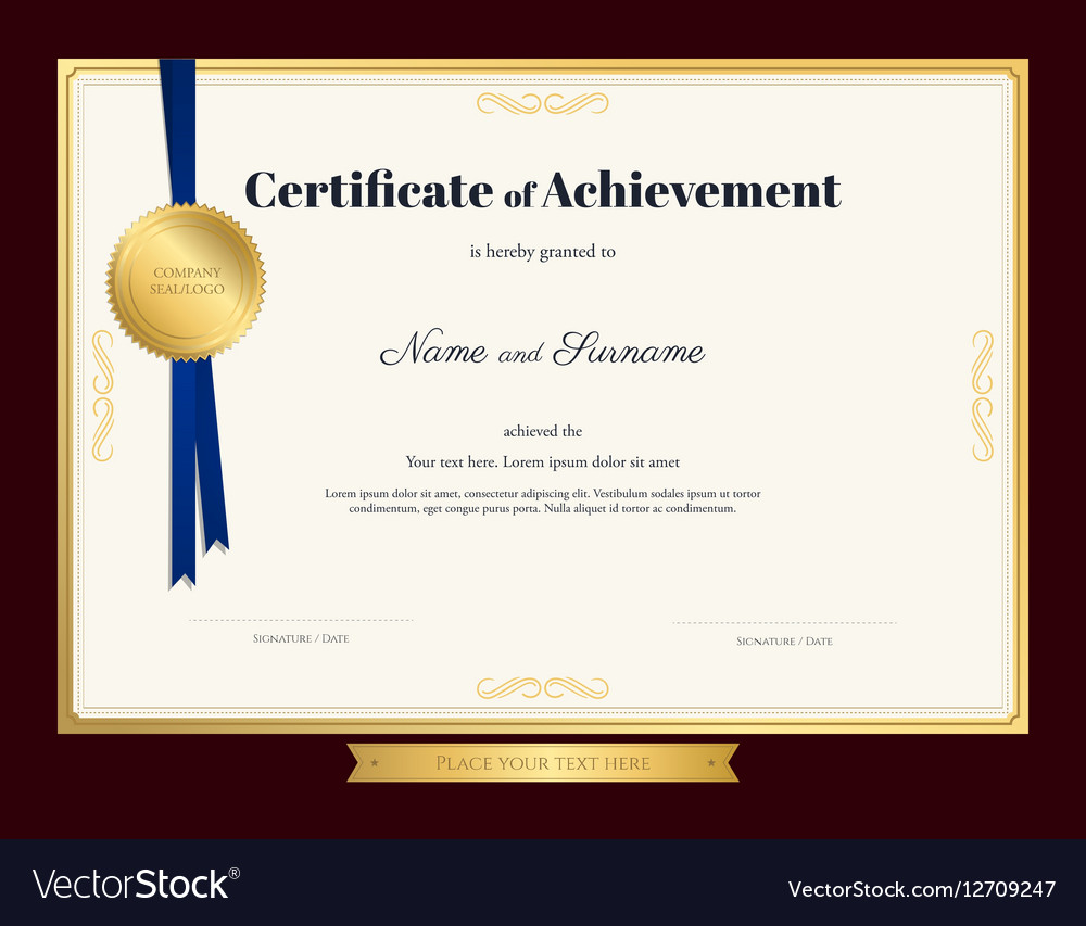 Elegant certificate of achievement template Vector Image