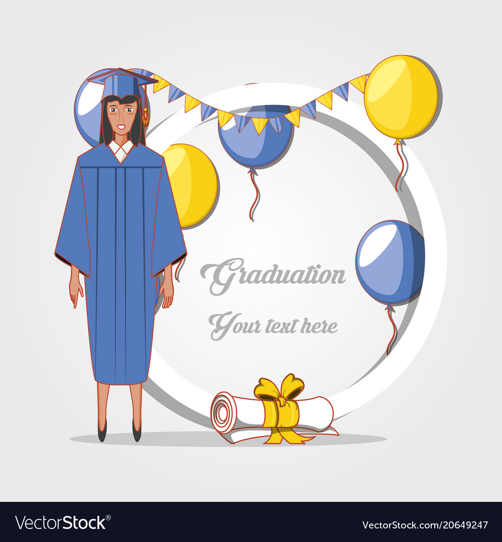 Graduate woman avatar character