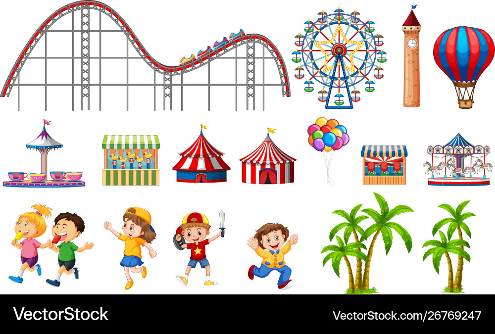 Isolated objects from circus theme with kids Vector Image