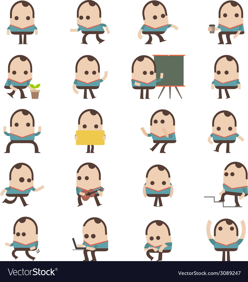 Set of businessman characters poses and animation