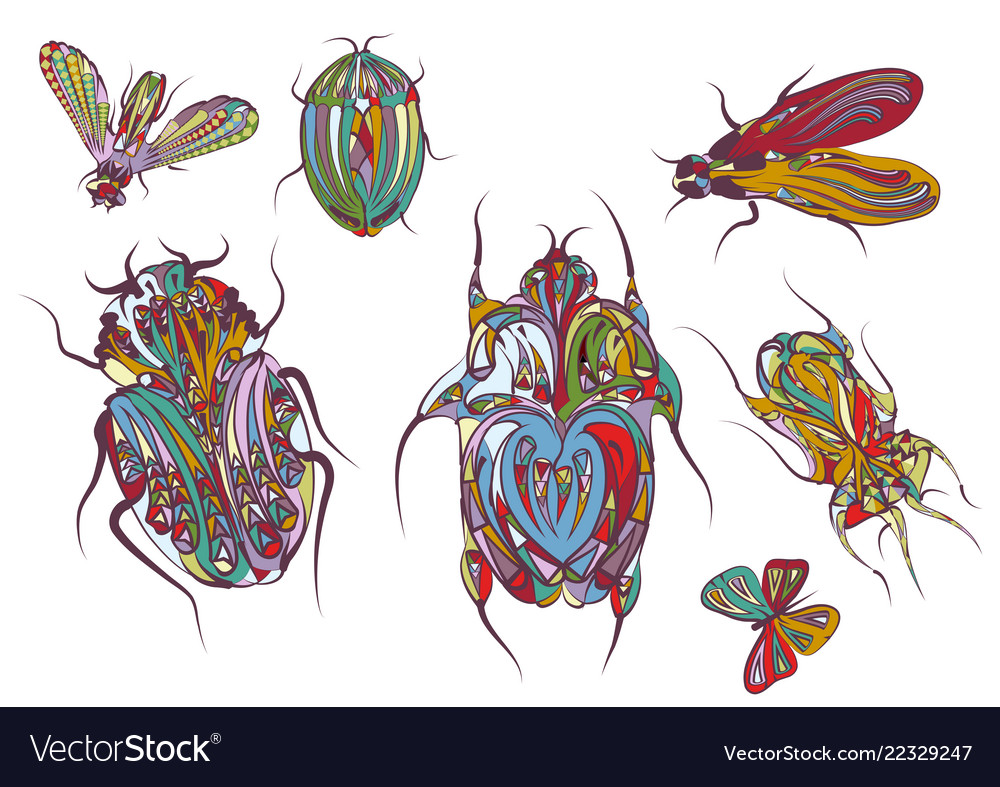 Set of ethnic insects