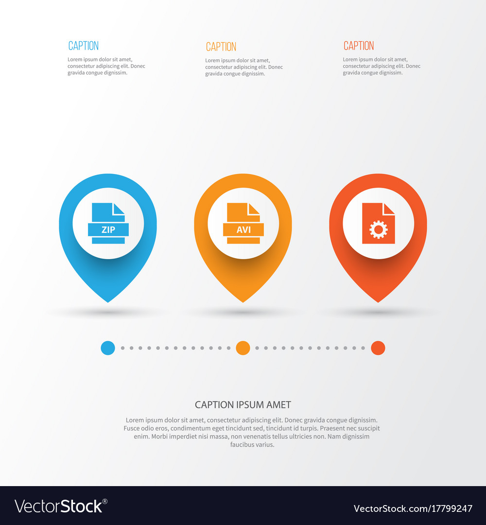 Types icons set collection of archive file