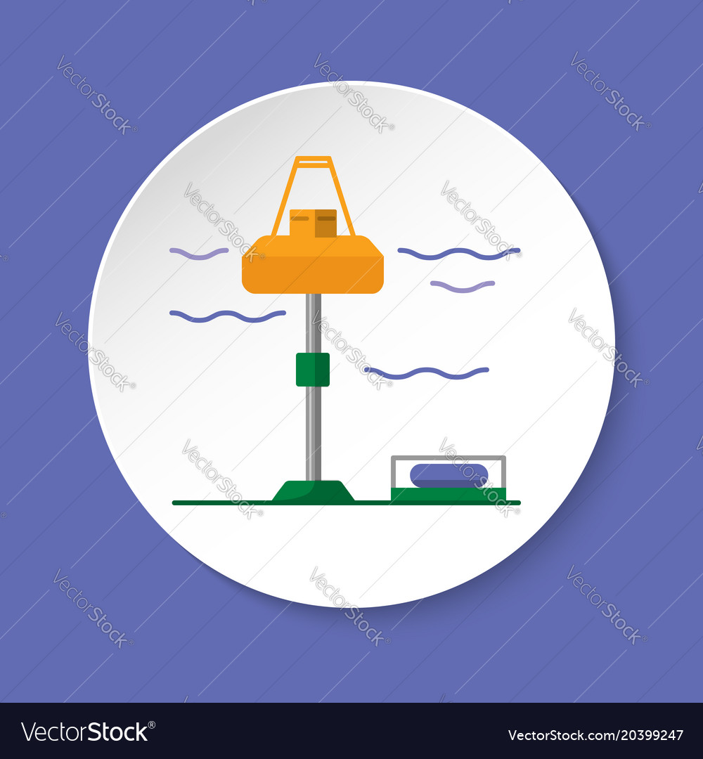 Wave energy station icon in flat style on round Vector Image