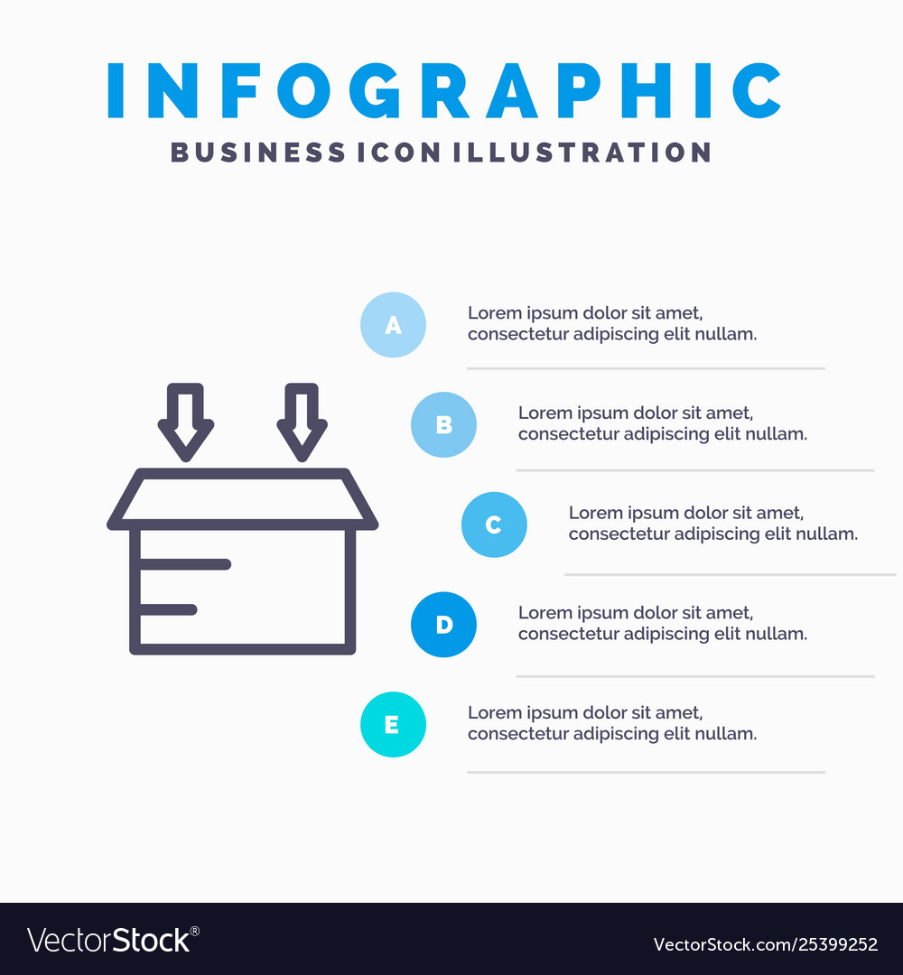 Box logistic open line icon with 5 steps vector image Box logistic open line icon with 5 steps