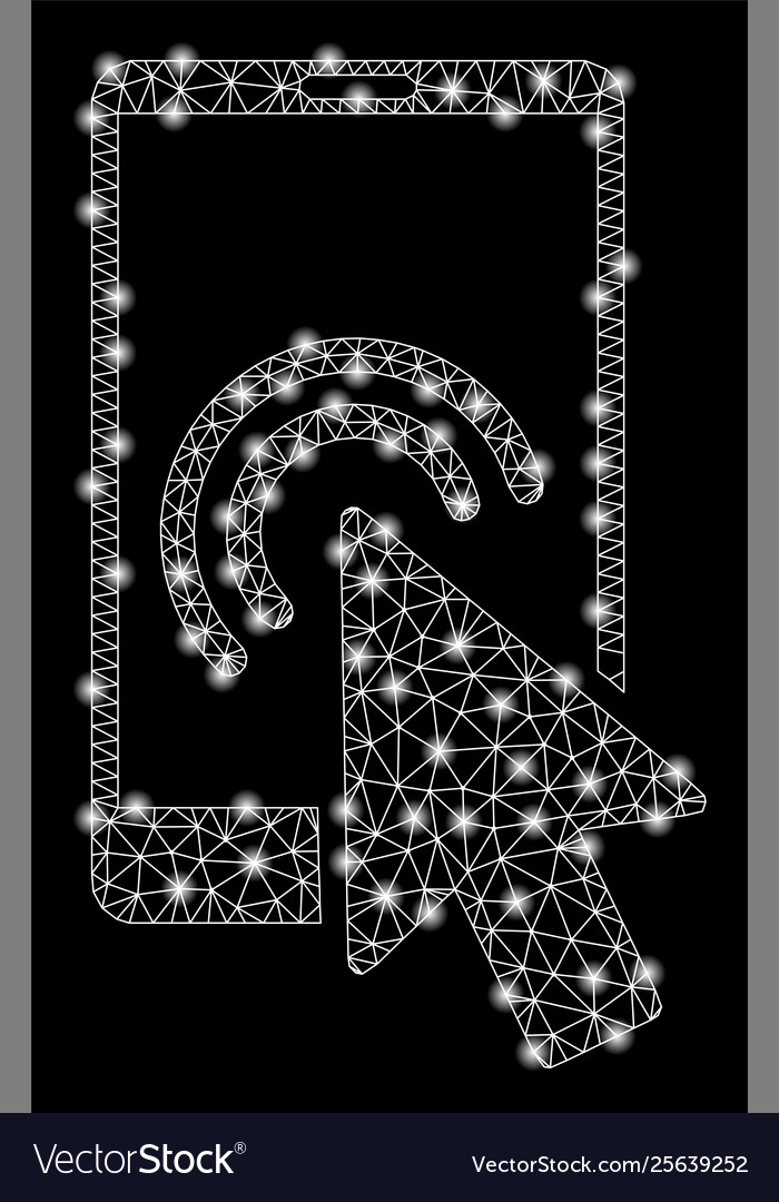 Bright mesh 2d arrow double click smartphone Vector Image Bright mesh 2d arrow double click smartphone