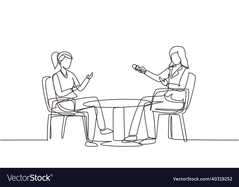 Continuous one line drawing talk show studio Vector Image