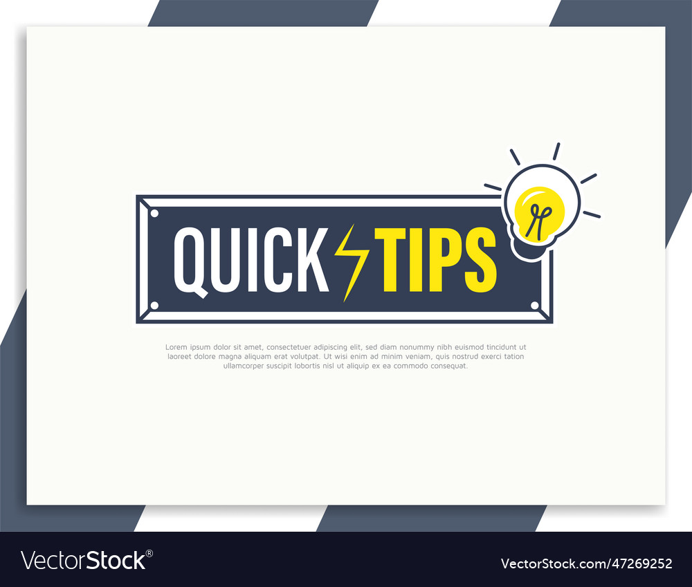 Flat quick tips label banner innovation with bulb