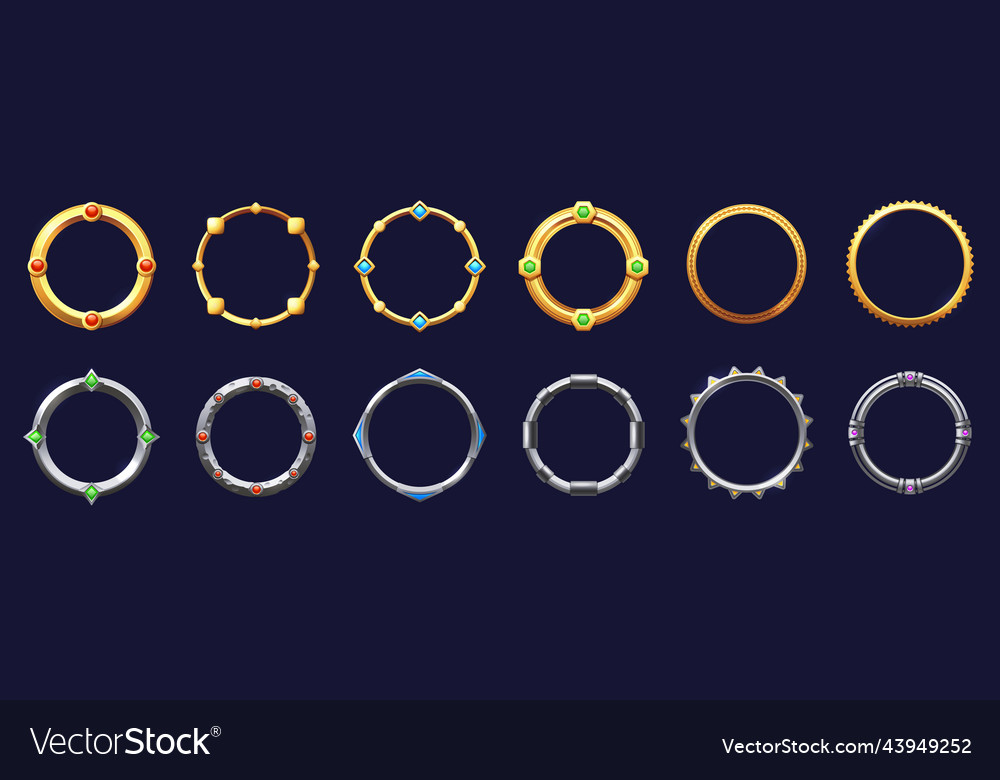 Game round interface frames cartoon ui circle Vector Image