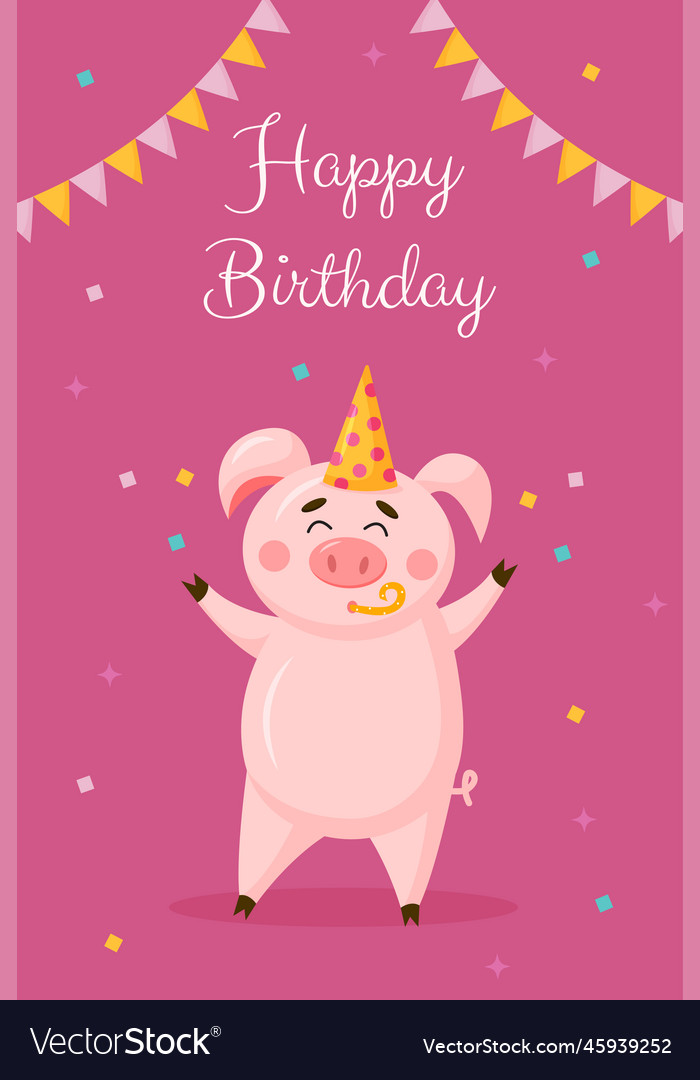 Greeting birthday card template happy cute Vector Image