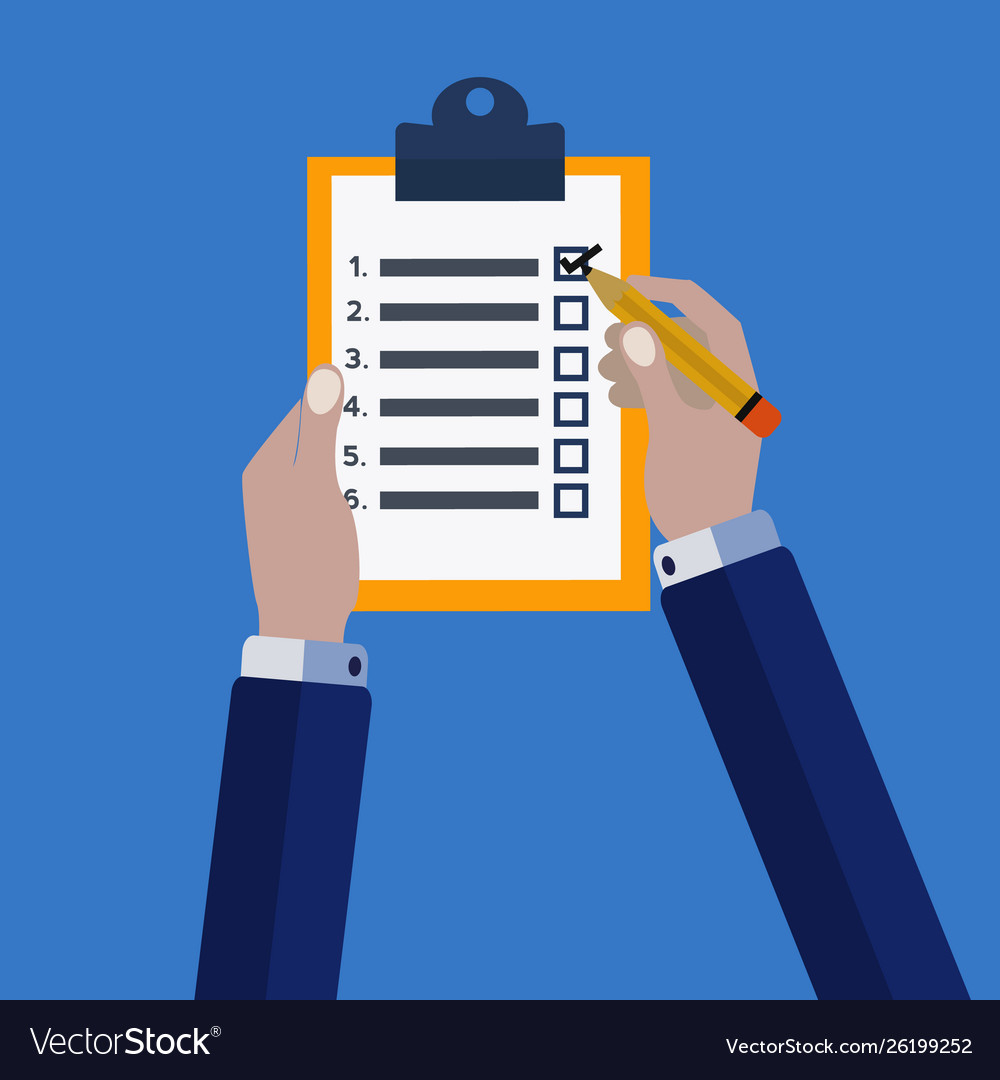 Hands checking out a task on checklist