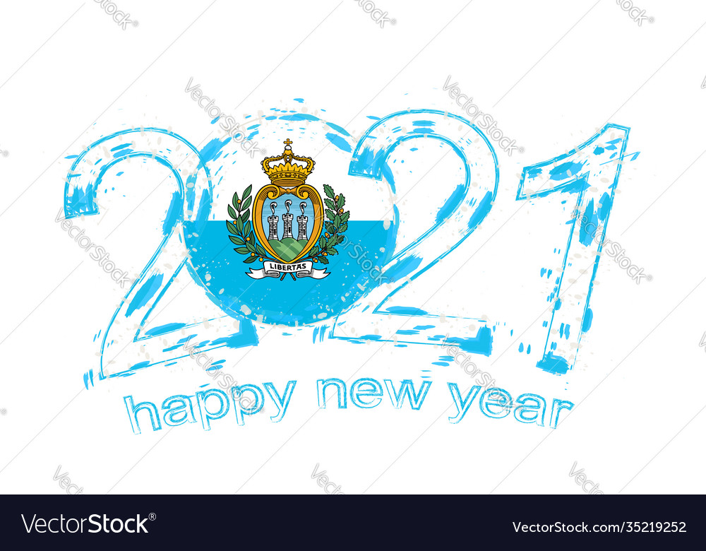 Happy new 2021 year with flag san marino