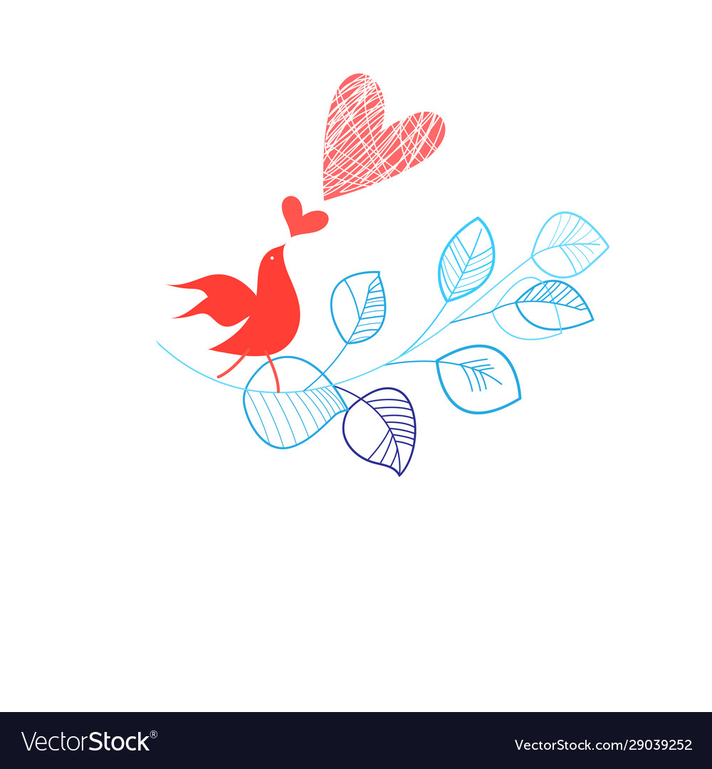 Ferienkarte mit einem Vogel in Liebe