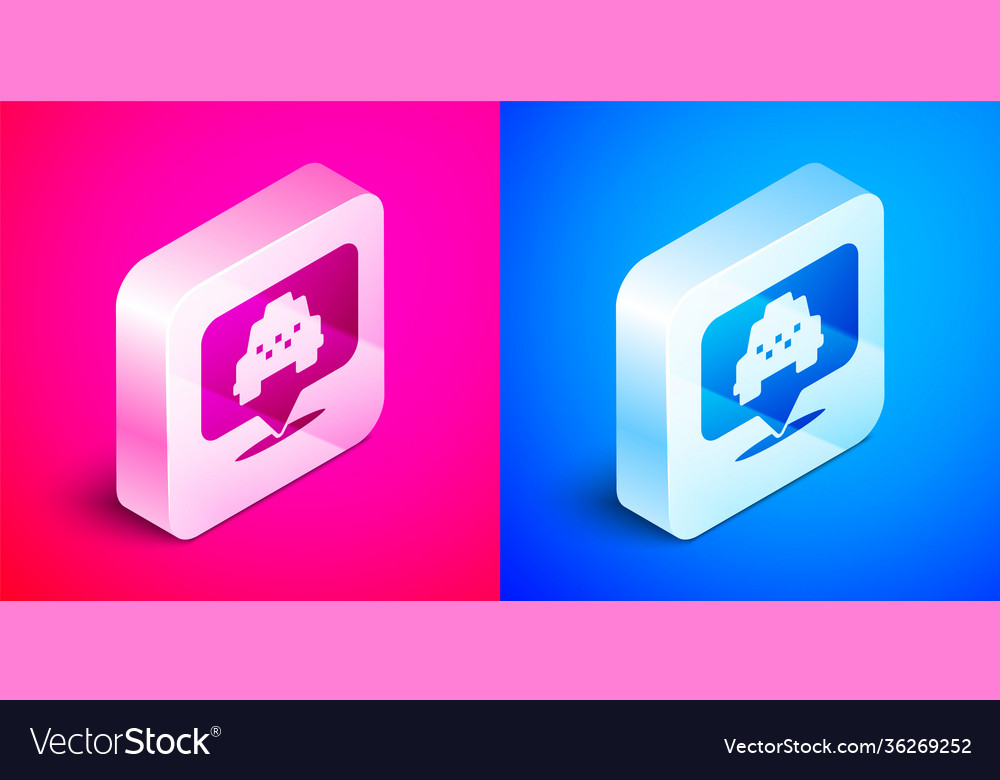 Isometric map pointer with taxi icon isolated vector image Isometric map pointer with taxi icon isolated