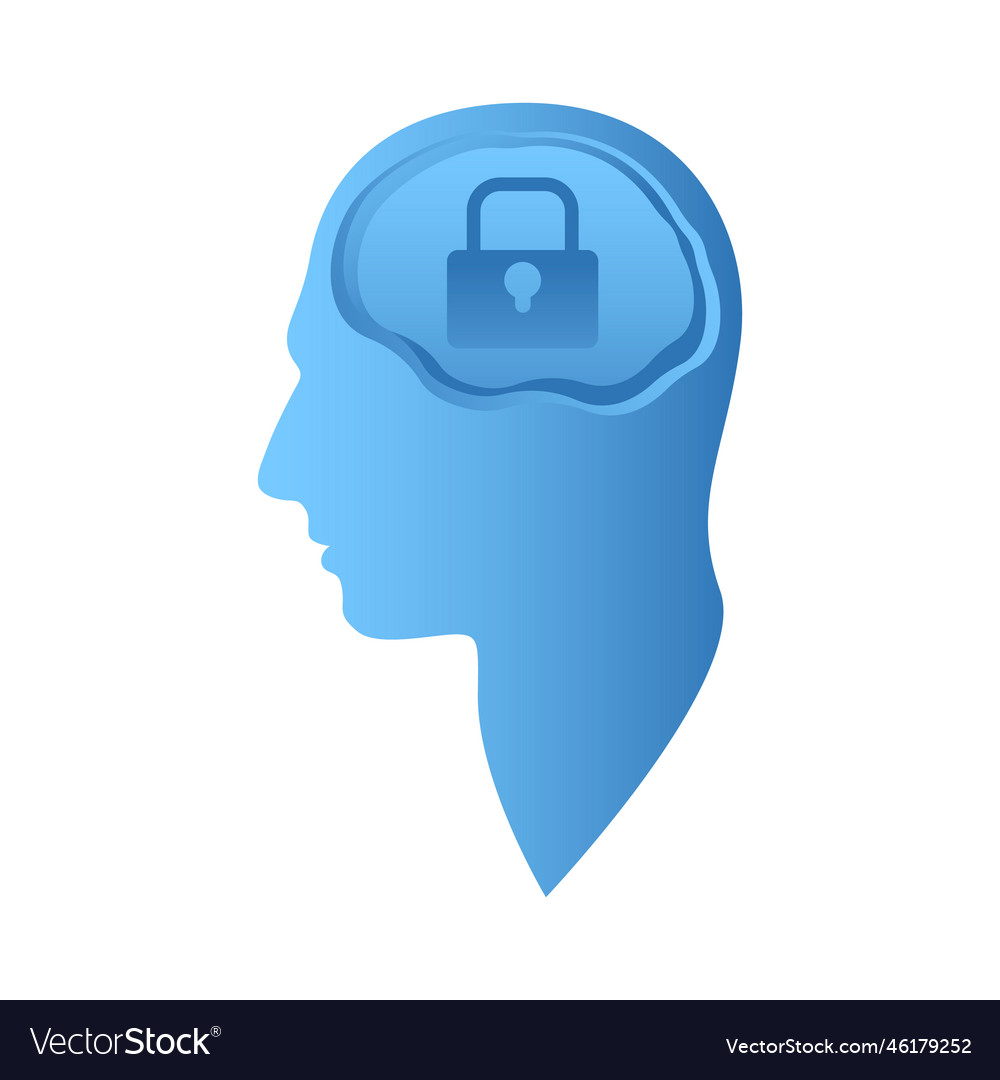 Mental Block Concept Head With Padlock Inside Vector Image