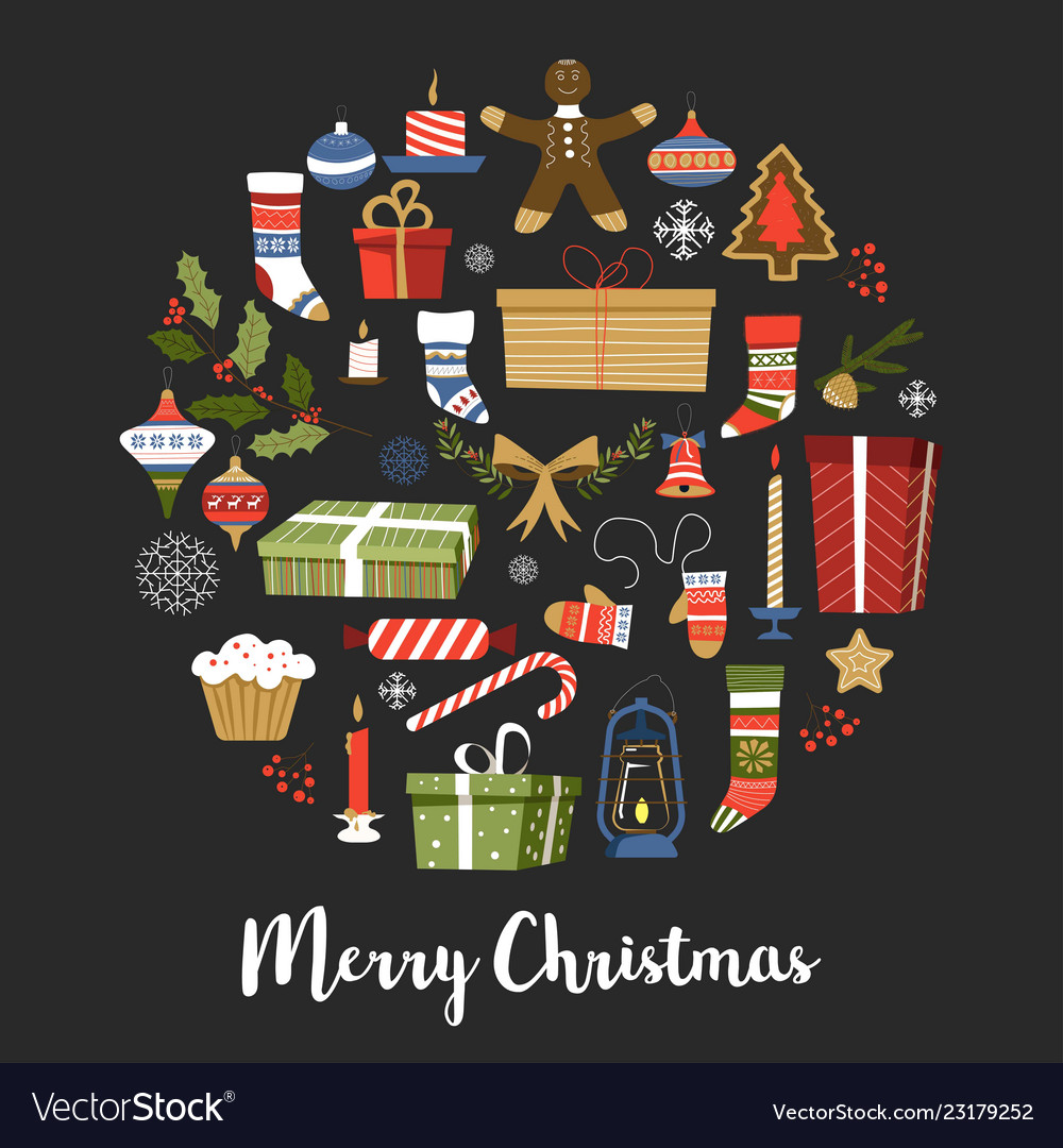 merry christmas symbols of new year signs set vector image pictures of merry christmas signs