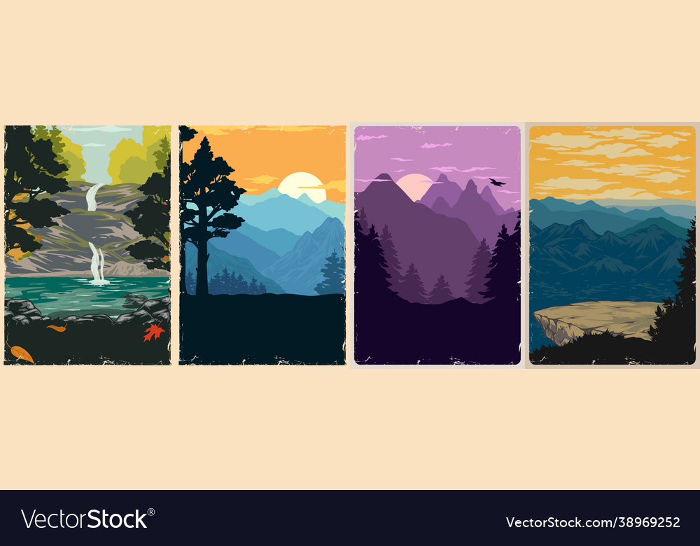 National parks vintage posters set Royalty Free Vector Image