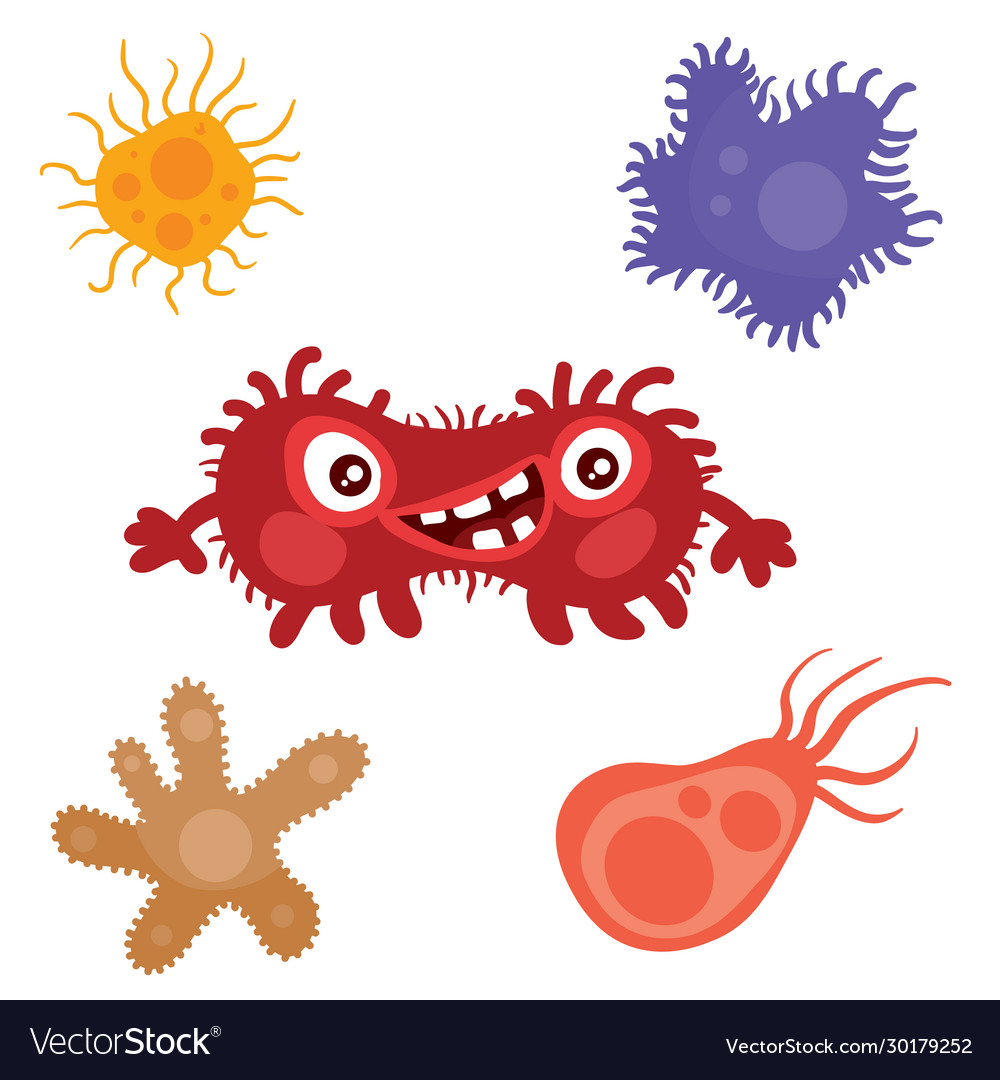 Red bacterium is surrounded multi-colored Vector Image Red bacterium is surrounded multi-colored